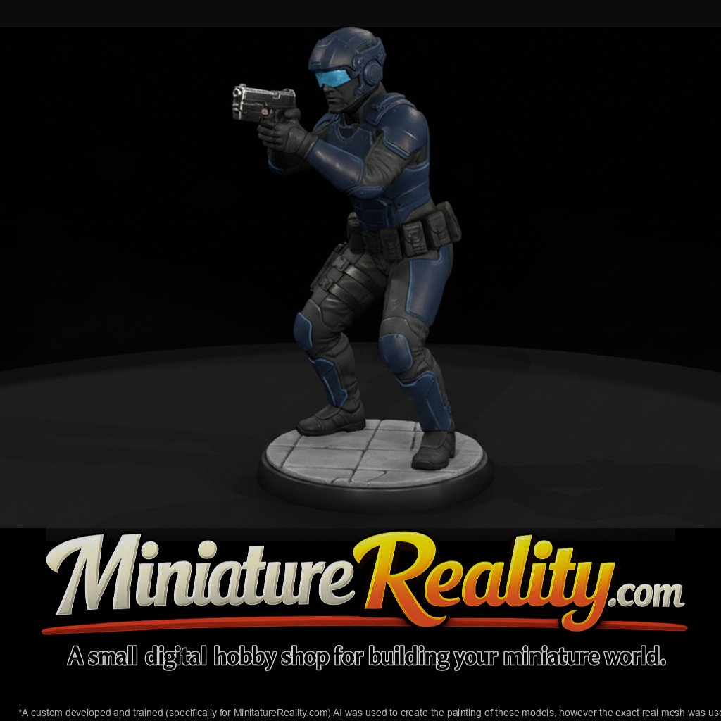 Future City Officer Drawing a Sidearm