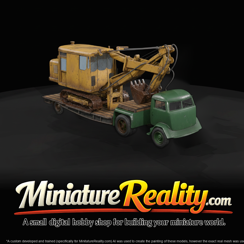 Excavator on Lowboy Trailer
