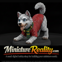 Husky in Red Coat and Holiday Scarf — thumbnail 1