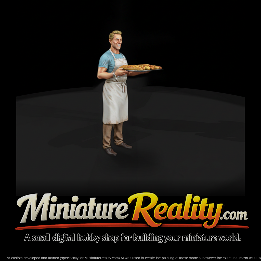Baker Carrying a Tray of Fresh Bread