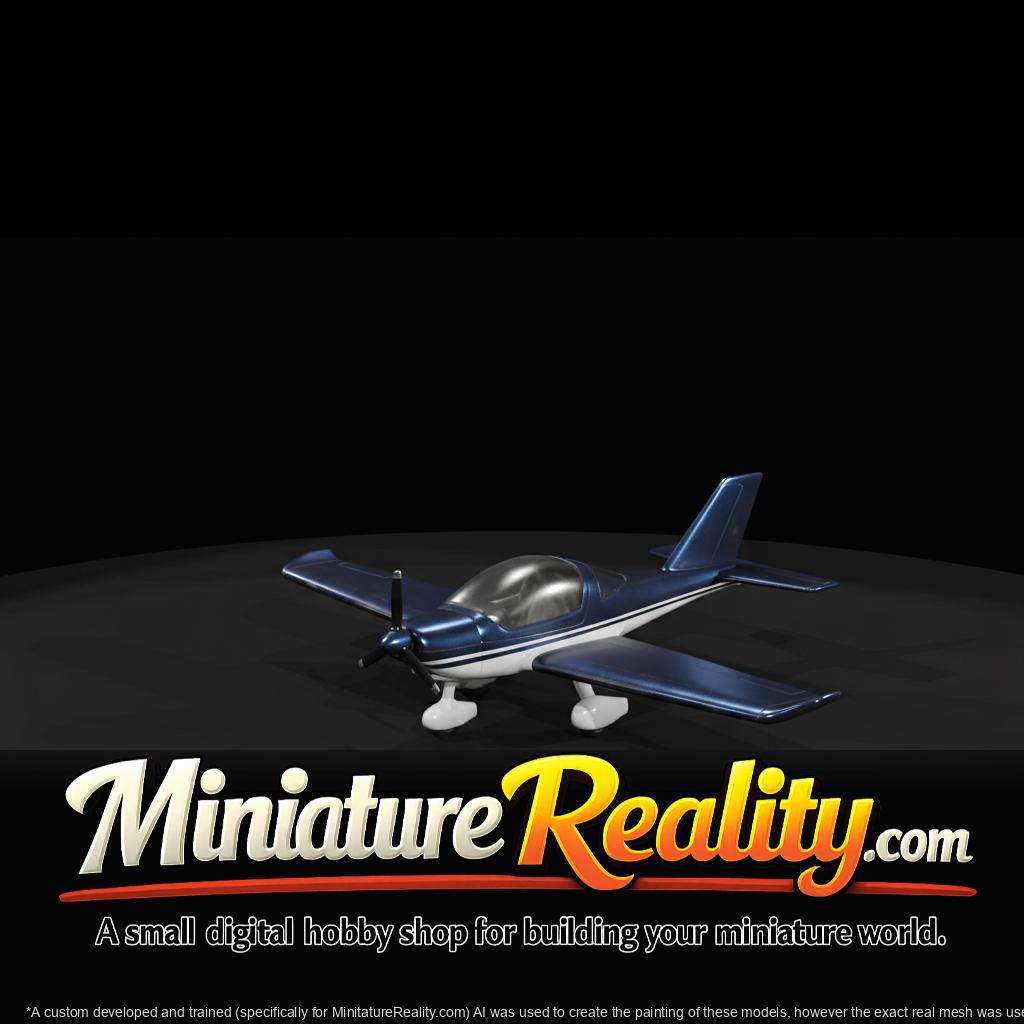Low-Wing Private Airplane miniature, three-quarter view