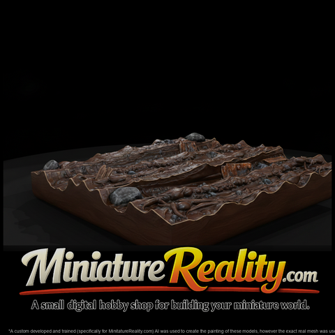 Realistic Mud Trench Wargame Base miniature, three-quarter view