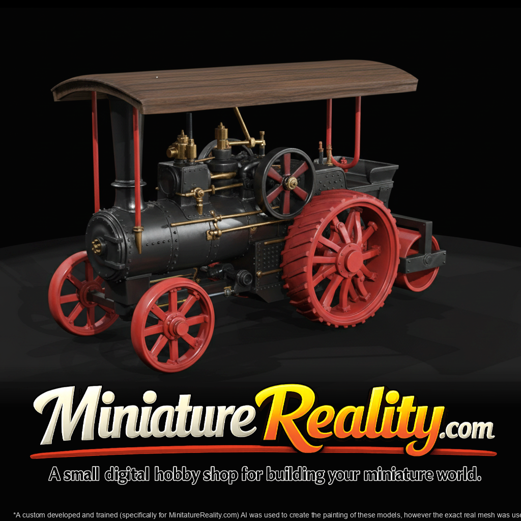 Steam-Powered Traction Engine miniature, three-quarter view