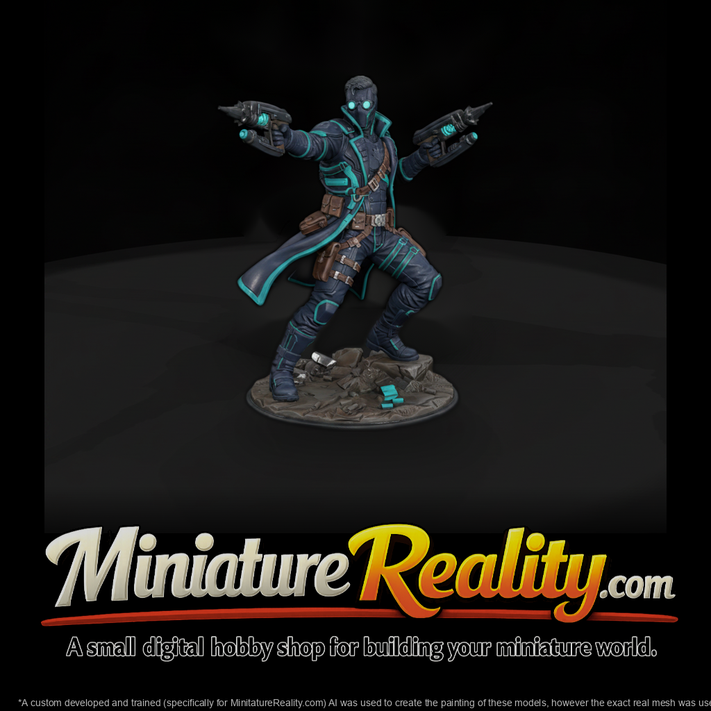 Cybernetic Gunslinger with Twin Pistols