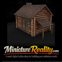 Rustic Log Cabin with Porch miniature, three-quarter view — thumbnail 1
