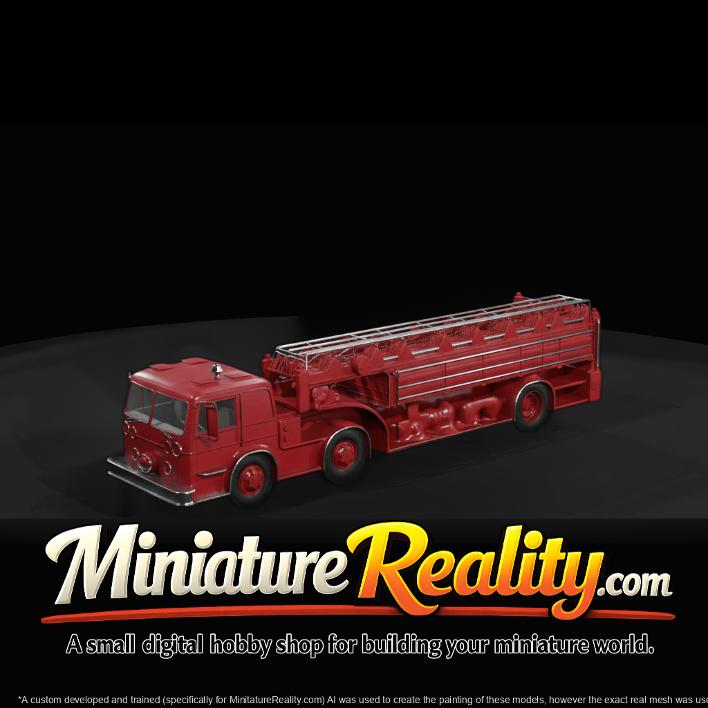 Ladder Fire Truck - Fire Engine miniature, three-quarter view