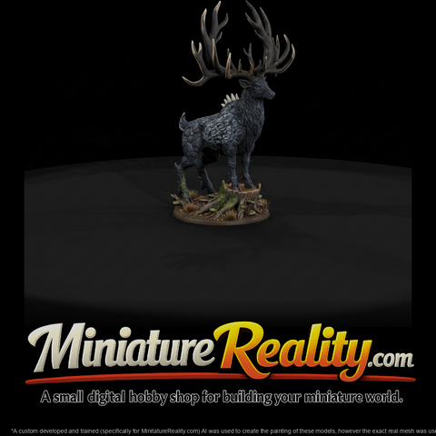 Gloom Antler Stag Forest Beast miniature, three-quarter view