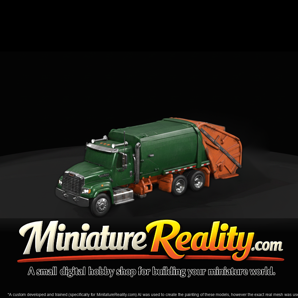 Freightliner Garbage Truck miniature, three-quarter view