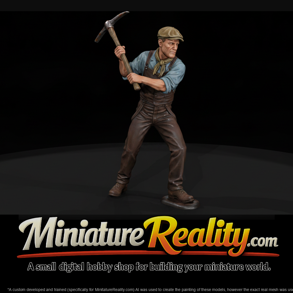 Railroad Grading Worker with Pickaxe