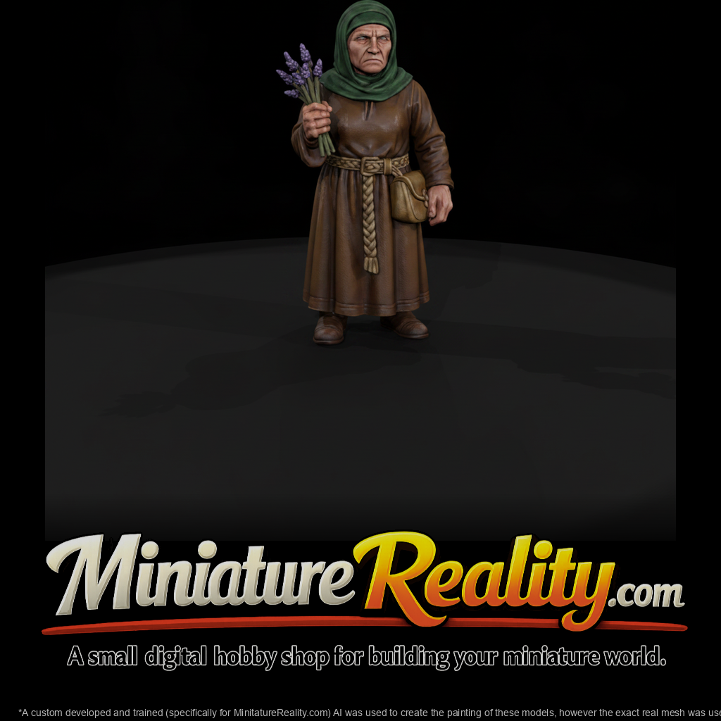 Medieval Herbalist Figure, three-quarter view