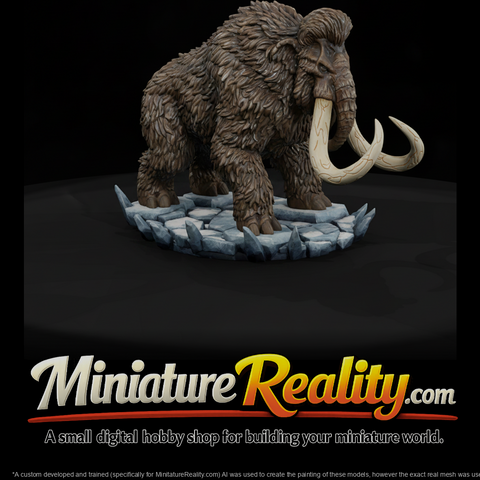 Woolly Mammoth on Icy Ground miniature, three-quarter view