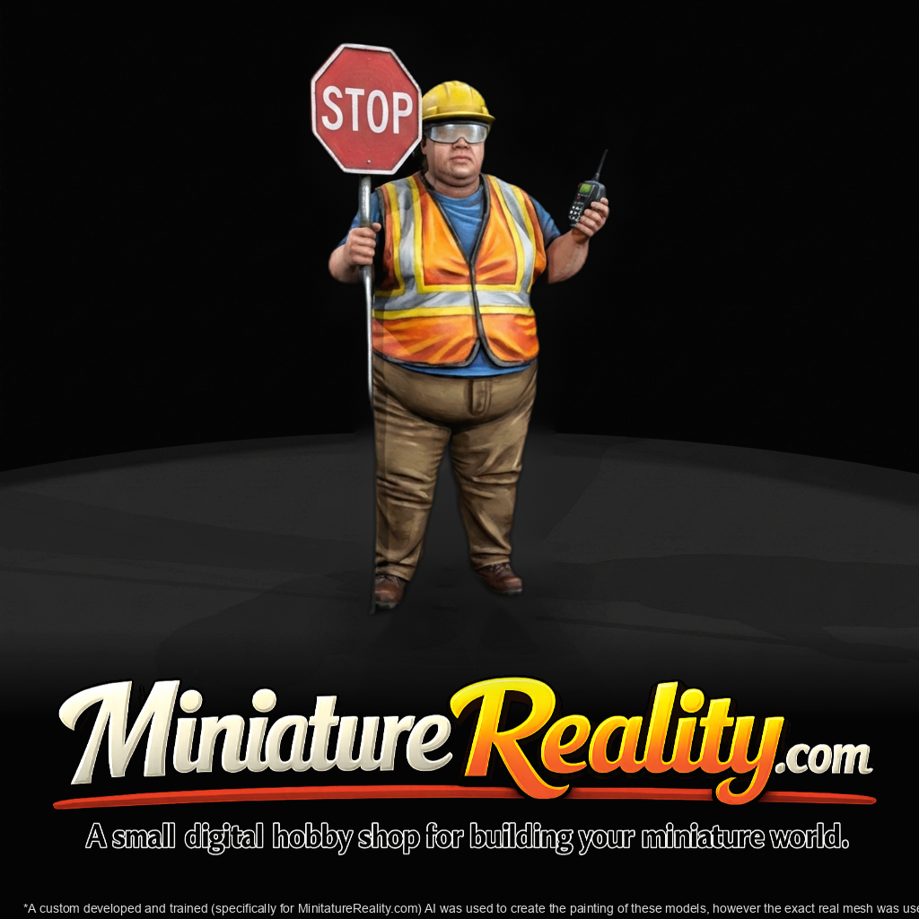 Road Crew Flagger with Stop Sign