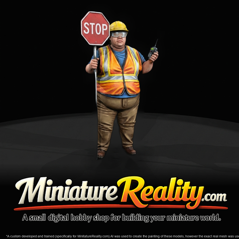Road Crew Flagger with Stop Sign