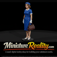 1950s Woman in Blue Dress with Handbag — thumbnail 1