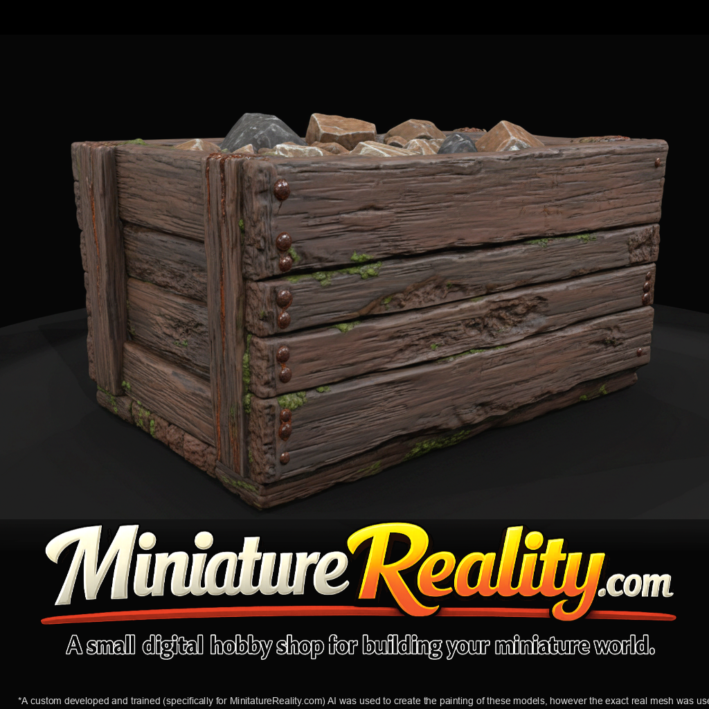 Steel Crate miniature, three-quarter view