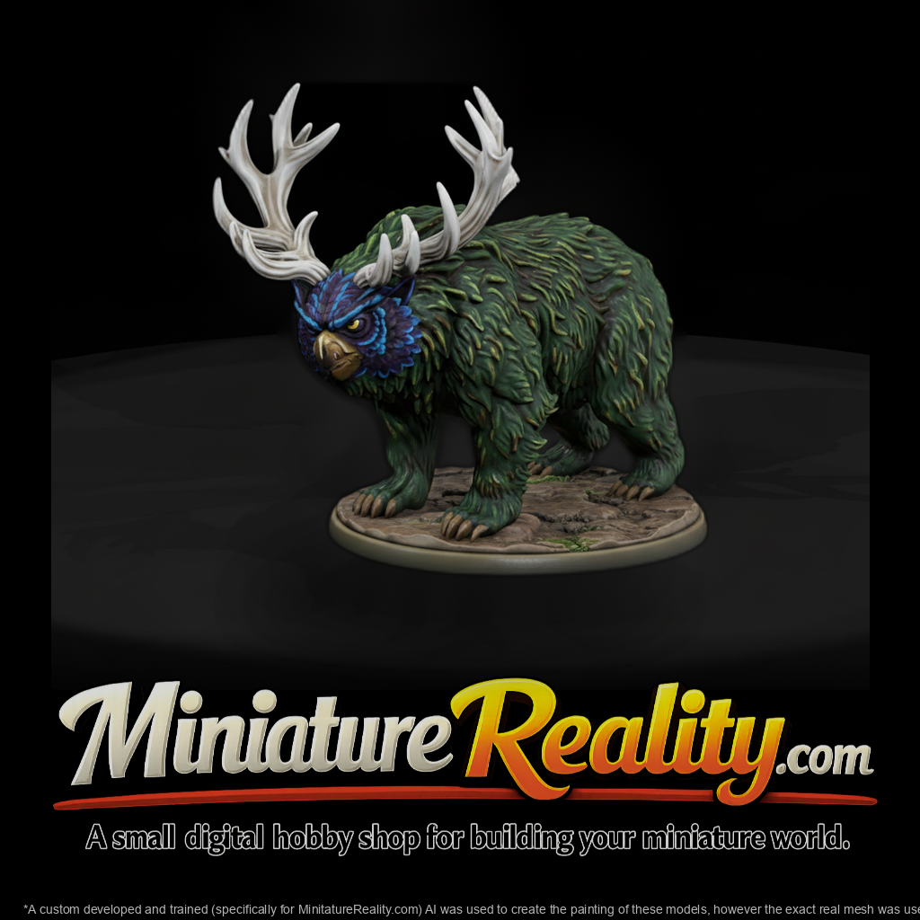 Stylized Owlbear Stag Hybrid Tabletop 3D Miniature