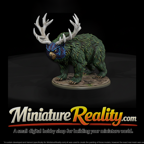 Stylized Owlbear Stag Hybrid Tabletop 3D Miniature