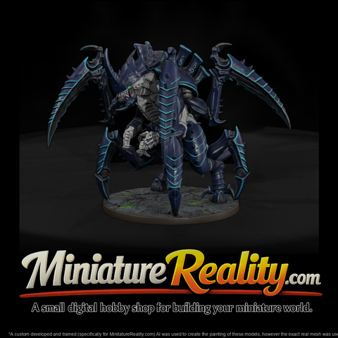 Stylized sci fi alien wargame aTKsSSJo miniature, three-quarter view