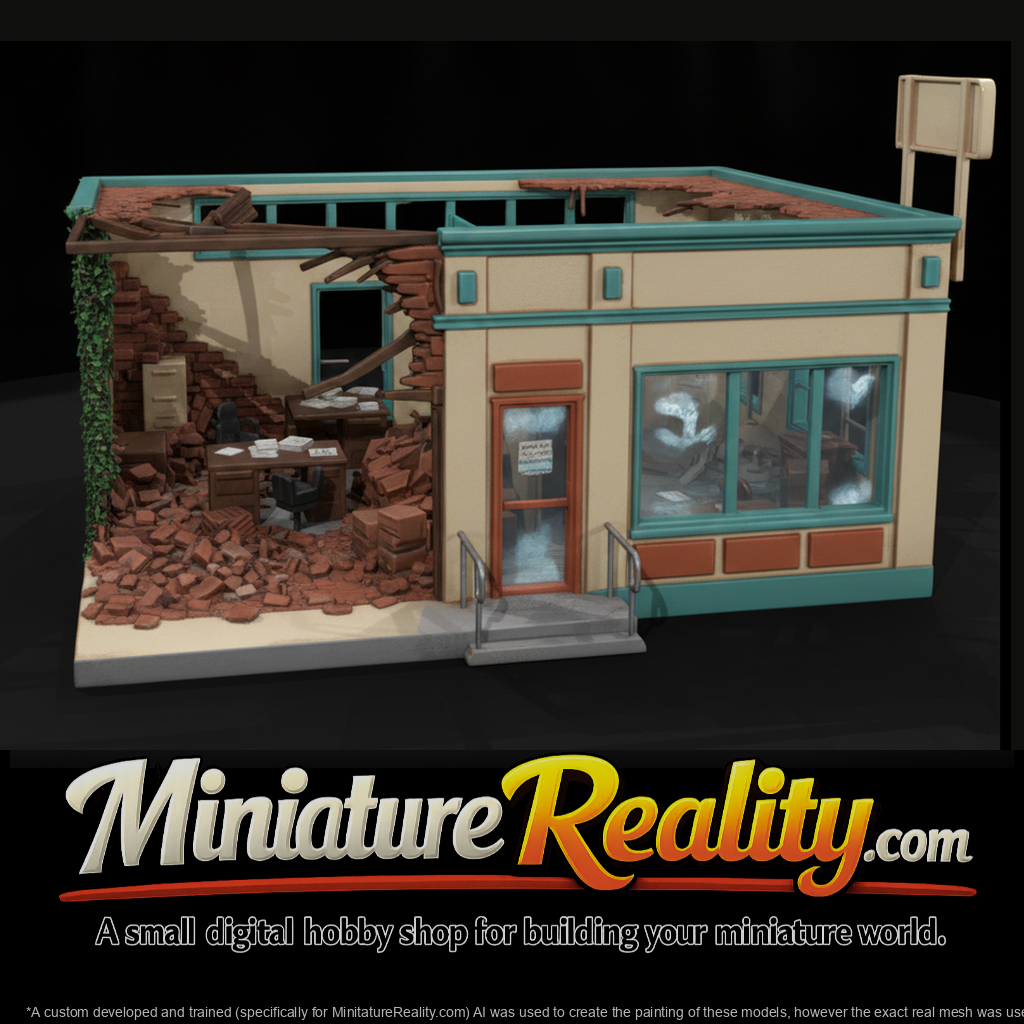 Abandoned Storefront Office with Collapsed Wall