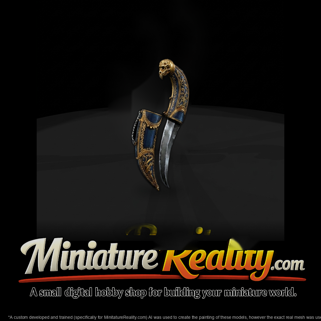 Ornate Curved Fantasy Dagger with Sheath