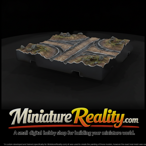 Sculpted Modular Battlefield Road Terrain Tile Wwb