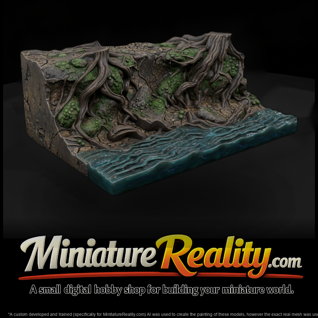 Sculpted Exposed Tree Root Riverbank Terrain 3D Mo