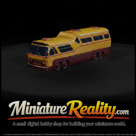 Flat Shaded Untextured Vintage Tour Bus 3D Model 0