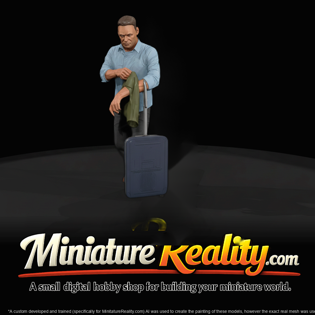 Modern Male Passenger with Luggage — Waiting Pose