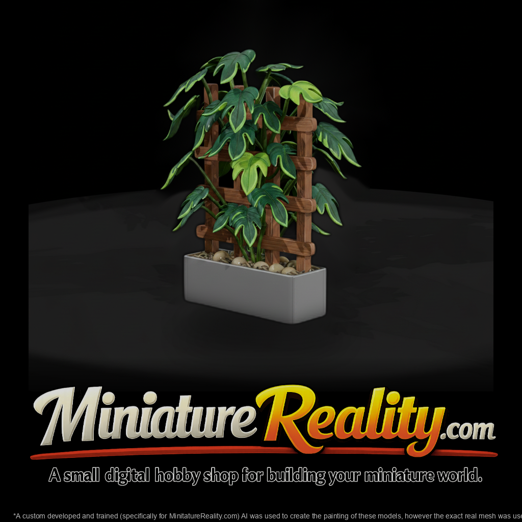 Stylized Matte Trellised Potted Philodendron 3D Mo