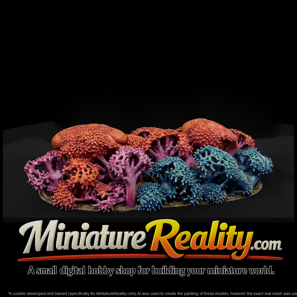 Stylized Coral Forest Base miniature, three-quarter view