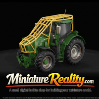 Forestry Tractor - Generic JohnDeere Style miniature, three-quarter view — thumbnail 3
