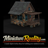 Stone Cabin Autumn Woods miniature, three-quarter view — thumbnail 1