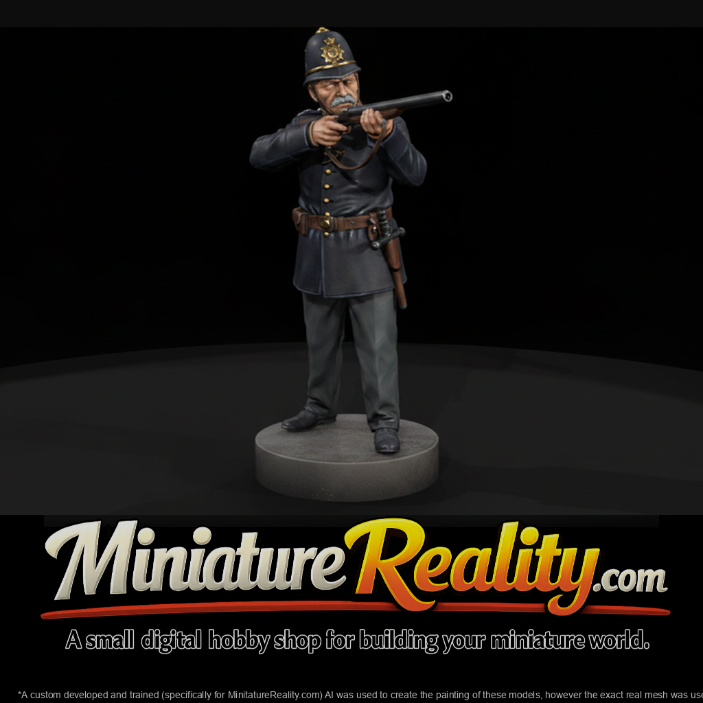 1880s Constable Aiming a Long Rifle