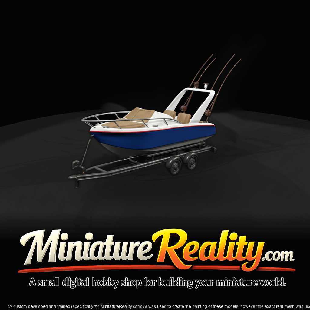Small Deep-Sea Pleasure Boat on Trailer