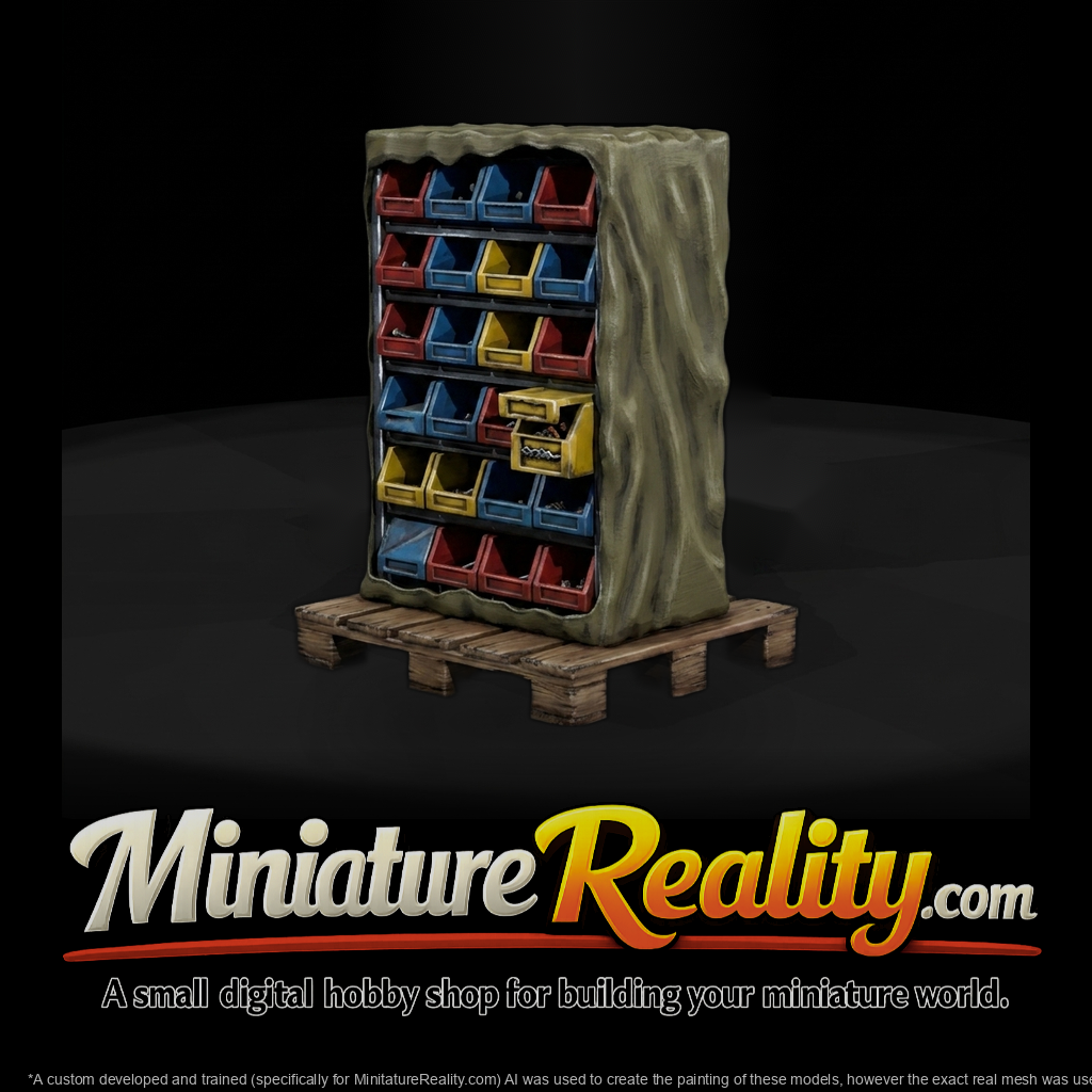 Industrial Bin Rack on Pallet miniature, three-quarter view