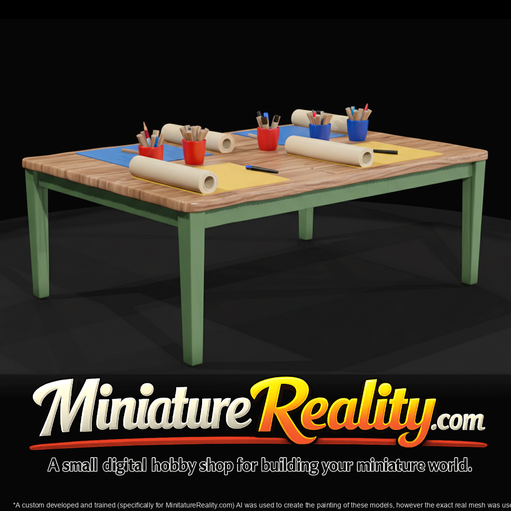 Interactive Art Station - Table miniature, three-quarter view