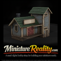 Model Old Wooden Building, three-quarter view — thumbnail 1