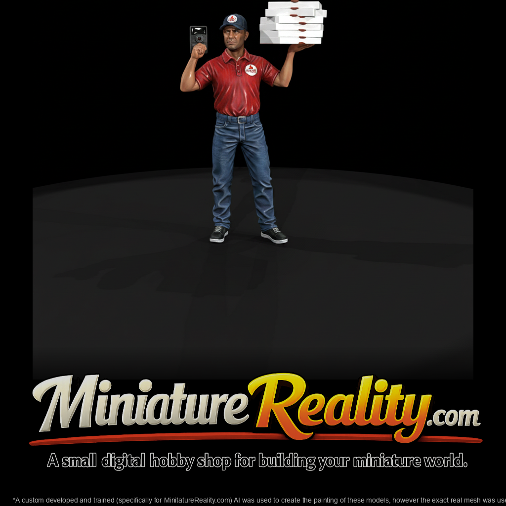 Pizza Delivery Driver miniature, three-quarter view