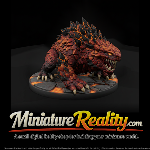 Lava Salamander Beast miniature, three-quarter view