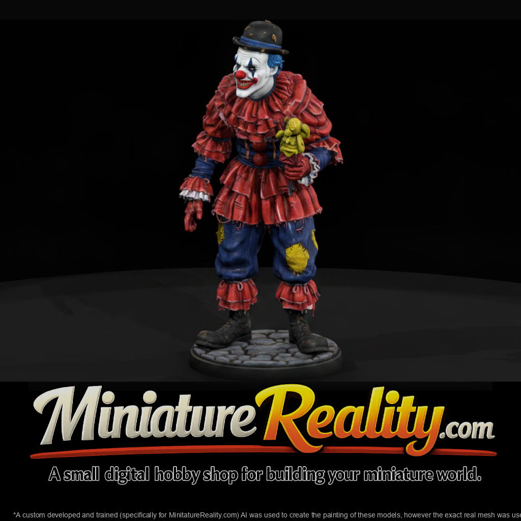 Sinister Circus Clown with Ragged Doll