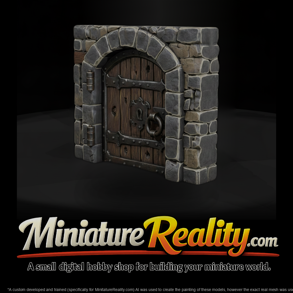 Stylized Medieval Arched Stone Door 3D Model Wut5N