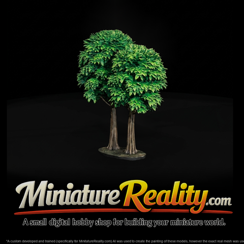Stylized Twin Deciduous Trees