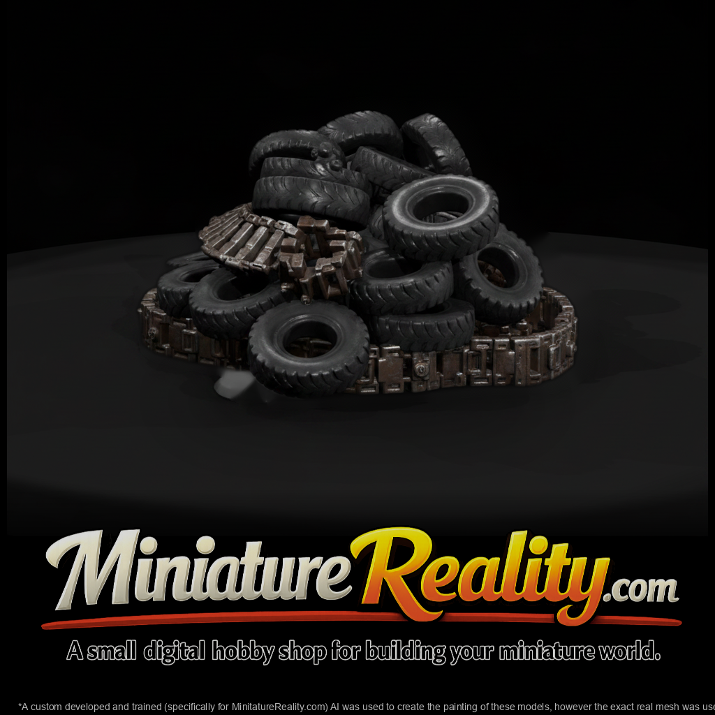 Scrap Pile of Tires and Tank Tracks
