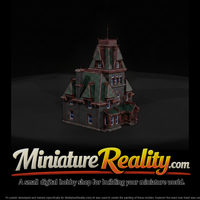 Victorian Stone Mansion with Mansard Roof miniature, three-quarter view — thumbnail 1