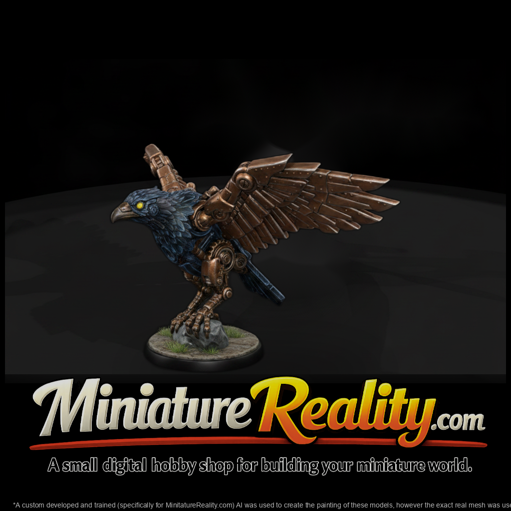 Bronze Wing Mechbird miniature, three-quarter view