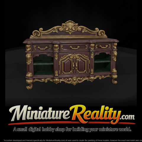 Ornate Victorian Sideboard Buffet miniature, three-quarter view