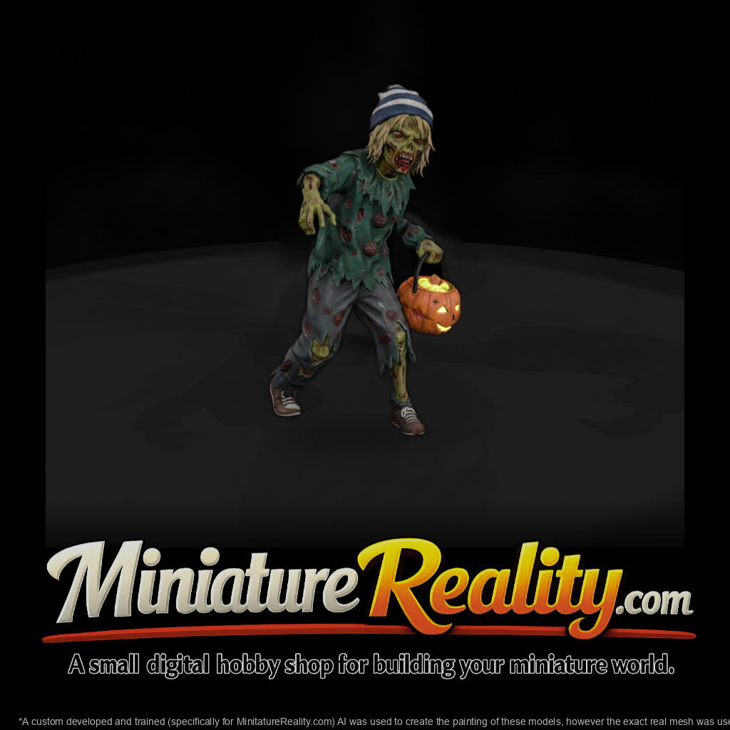Zombie Trick-or-Treater with Pumpkin Pail