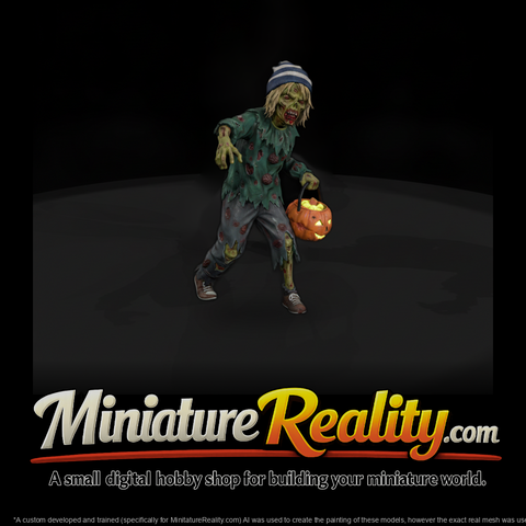 Zombie Trick-or-Treater with Pumpkin Pail