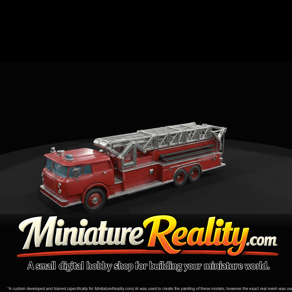 Danish Fire Truck - Red miniature, three-quarter view