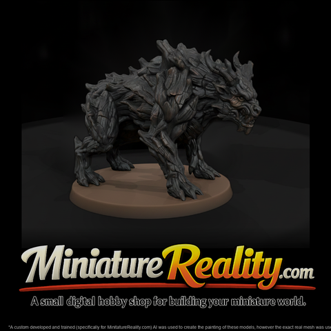 Ash Bark Charwood Beast miniature, three-quarter view